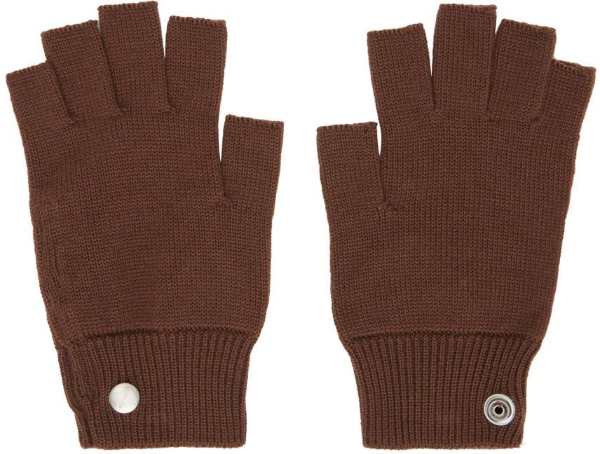 Rick Owens Brown Cashmere Mittens