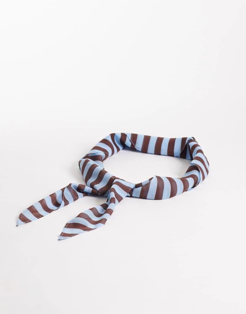 Glamorous Glamorous striped headscarf in blue and burgundy