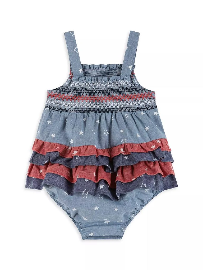 Andy & Evan Baby Girl's Americana Star Smocked Chambray Bubble Romper 2