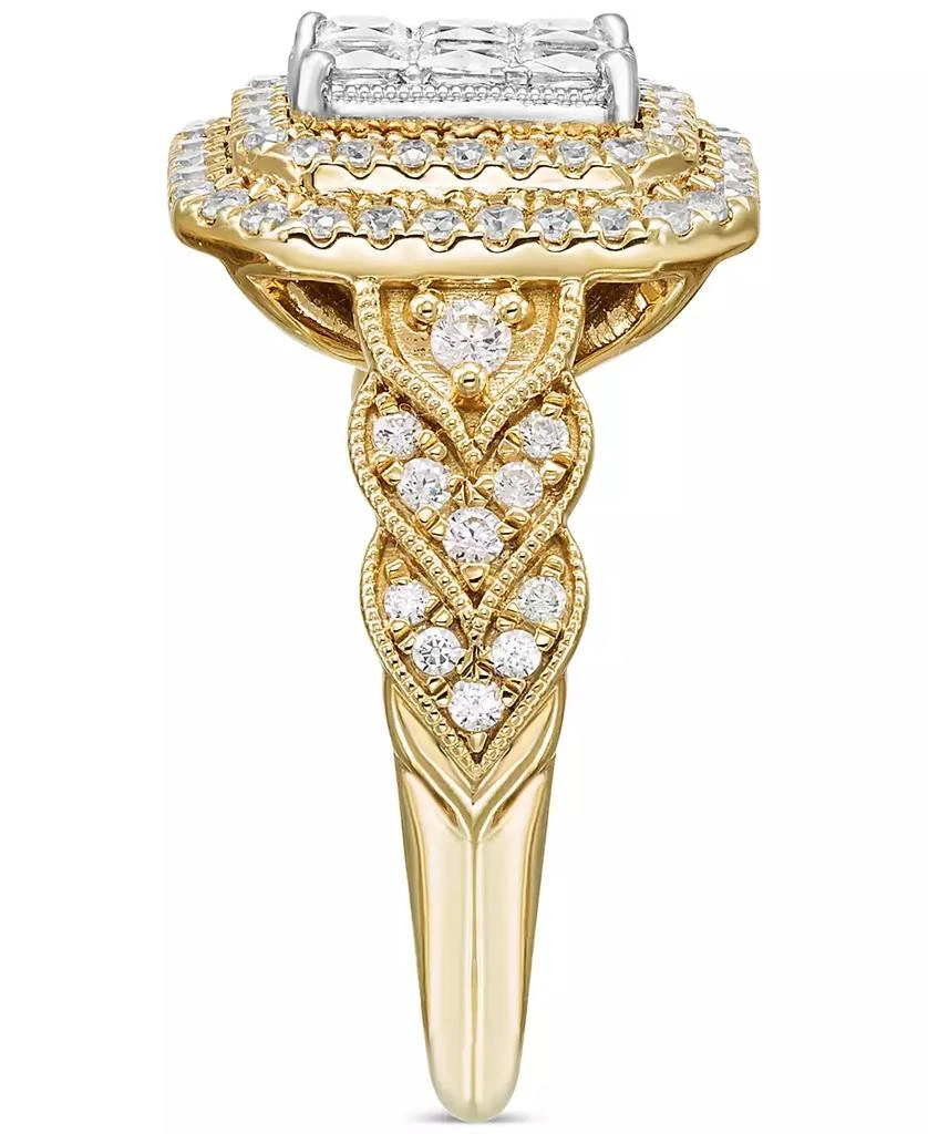 Macy
s Diamond Emerald Shaped Double Halo Cluster Ring (1 ct. t.w.) in 14k Two-Tone Gold 4