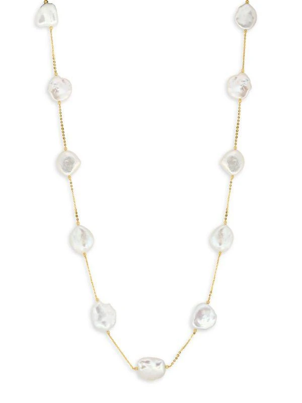 Effy 14K Yellow Gold & 13MM Baroque Pearl Station Necklace 1
