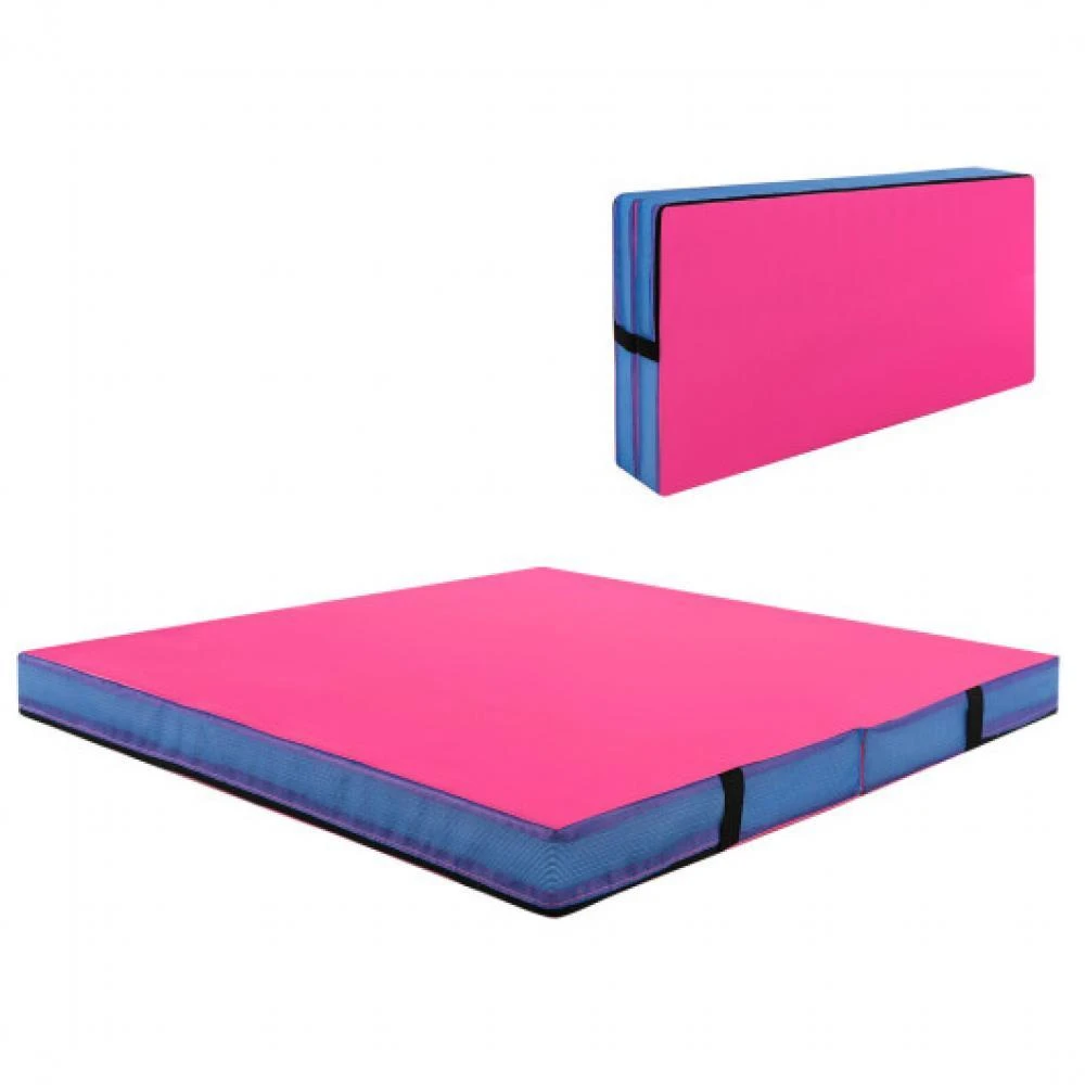 Hivvago 4ft x 4ft x 4in Bi-Folding Gymnastic Tumbling Mat with Handles and Cover-Blue 8