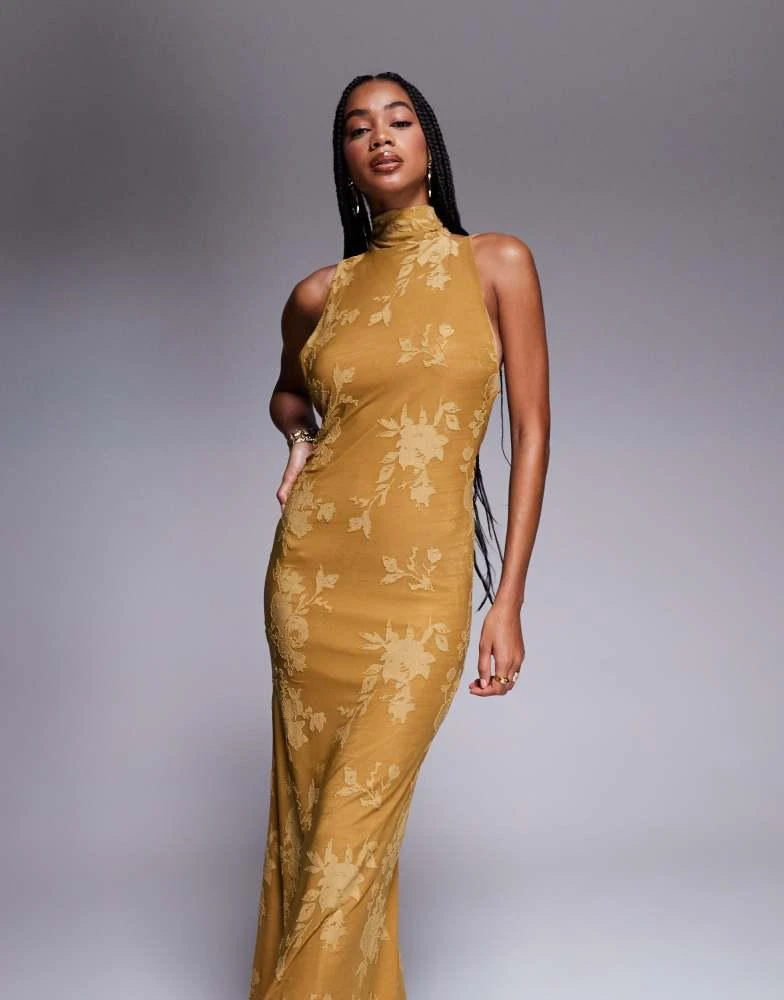 ASOS ASOS DESIGN halter neck with open back with drape detail maxi