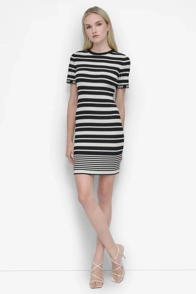 DKNY ALL OVER STRIPE LOGO DRESS 1