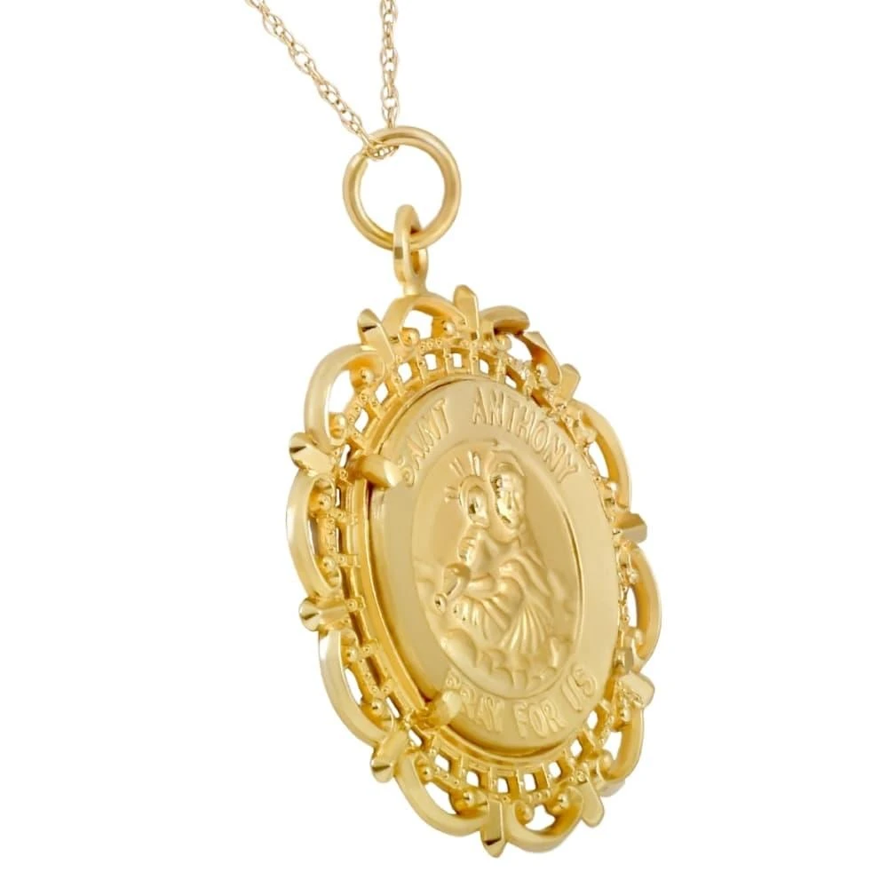 Pompeii3 14k Yellow Gold St. Anthony Medal Pendant 1" Tall 3.5 Grams 2