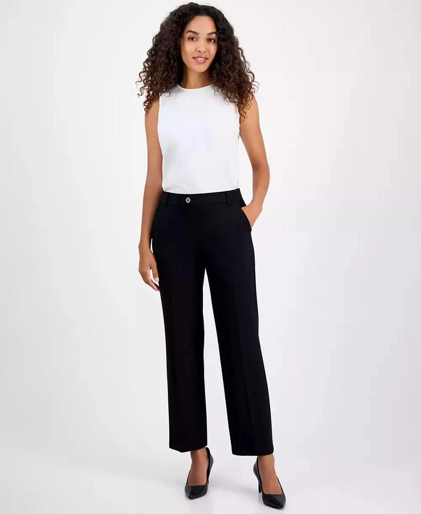 Kasper Women
s Mid-Rise Pull-On Straight-Leg Pants, Regular 
Petite