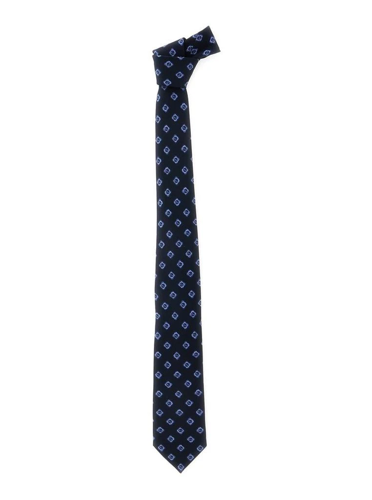 Giorgio Armani Blue Tie With All-Over Logo Print In Silk Man 1