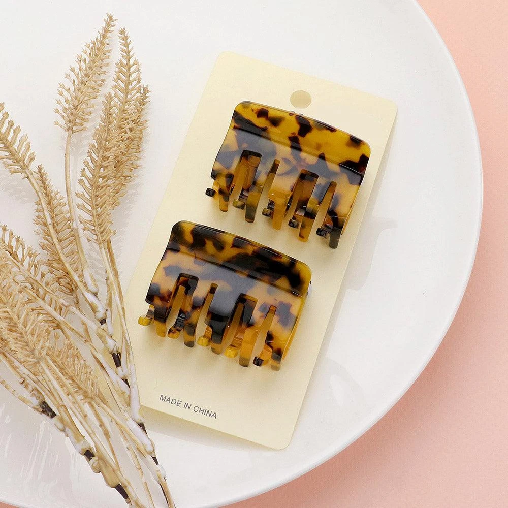 FASHNZFAB 2PCS - Celluloid Acetate Small Rectangle Hair Claw Clips 6