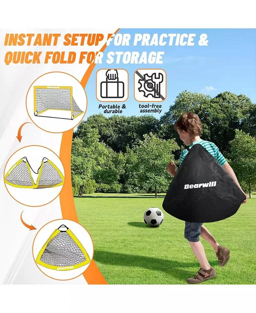 Bearwill Kids Soccer Goal Set of 2, 4x3FT Pop Up Backyard Goals with Training Kit - Includes Ball, Cones, Ladder
Targets 4