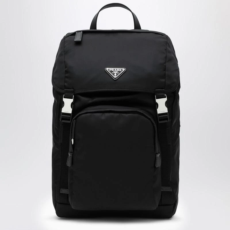Prada Black Re-Nylon backpack with snap fastener 1