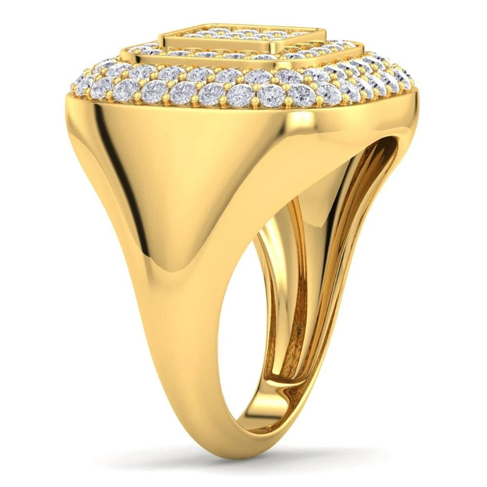 Pompeii3 3Ct Men's Diamond Ring Wide High Polished Anniversary Band White or Yellow Gold 2