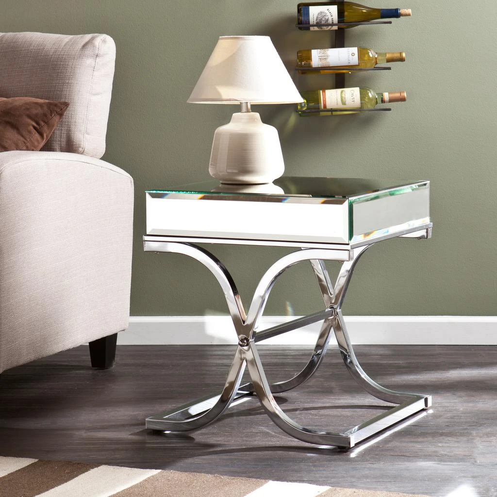 SEI Ava Mirrored End Table - Chrome