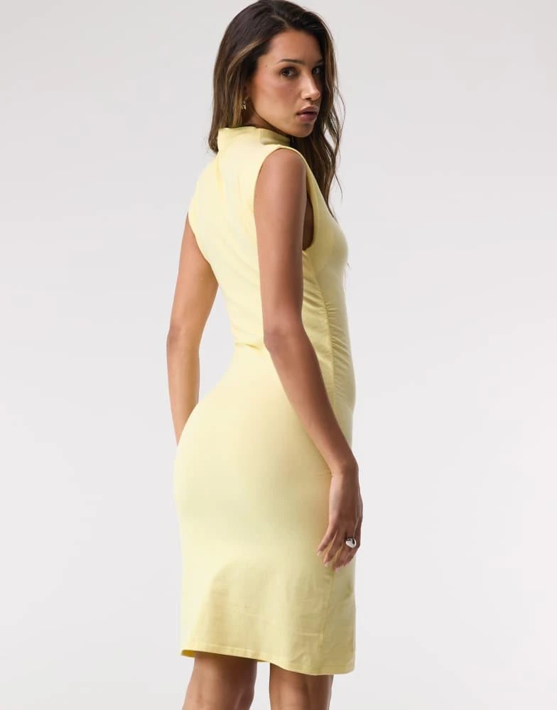good american jersey dress Good American Women's Super Stretch Jersey Mock Neck Mini Dress - Lemon