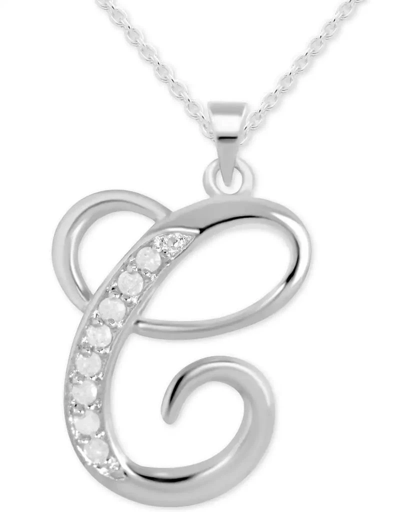 Macy's Diamond C Initial 18" Pendant Necklace (1/10 ct. t.w.) in Sterling Silver 1