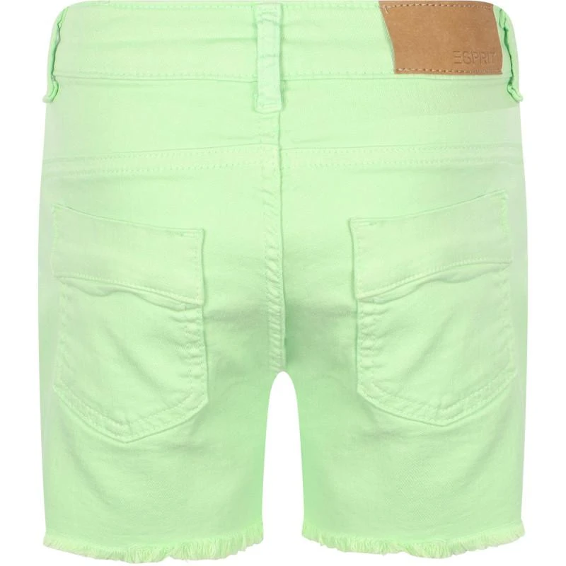 Esprit Fringed denim shorts in green 2