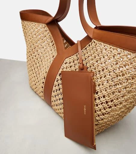 Yves Saint Laurent Y leather-trimmed raffia shopper 6