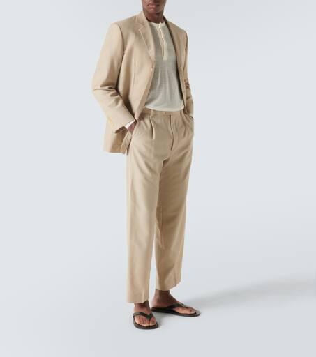AURALEE Wool and silk Henley shirt