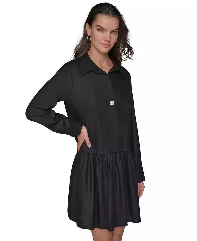 Karl Lagerfeld Paris Women's Collared Drop-Hem Shirtdress 2