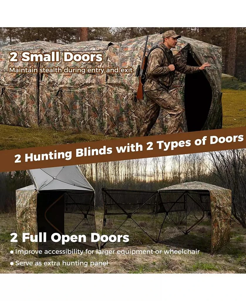 Mecale Double One-Way See-Through Ground Hunting Blinds for 2-6 People, Side-by-Side Shelter 5