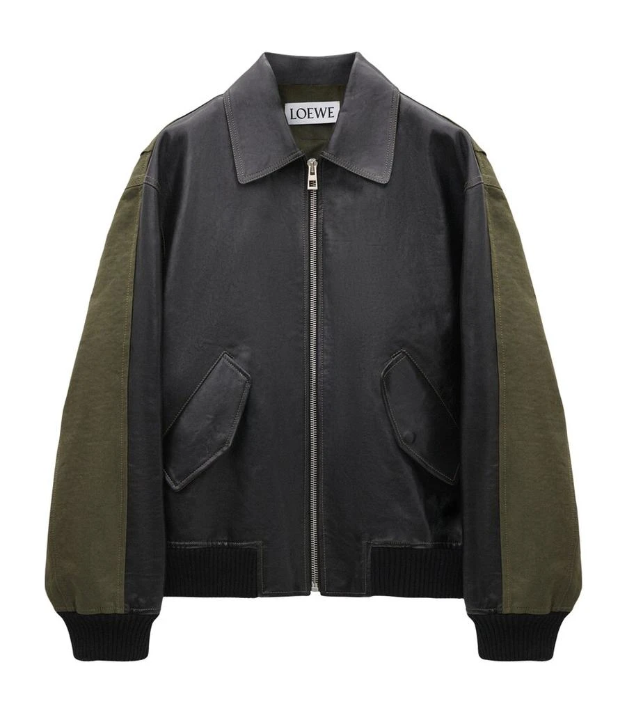 Loewe Leather and Canvas-Blend Bomber Jacket 1