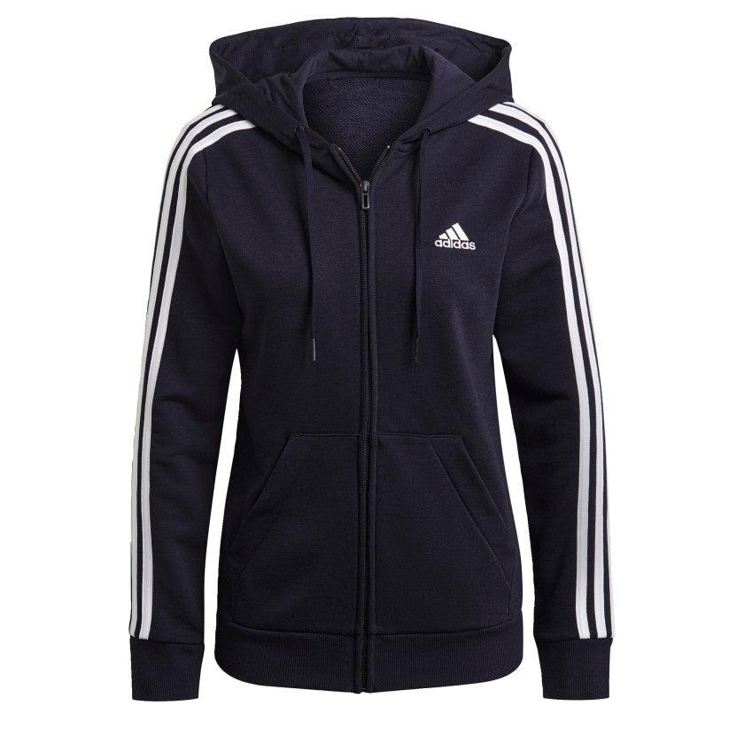 adidas Women s Essentials French Terry 3 Stripes Full Zip Hoodie Women s Tops Free Shipping BeyondStyle