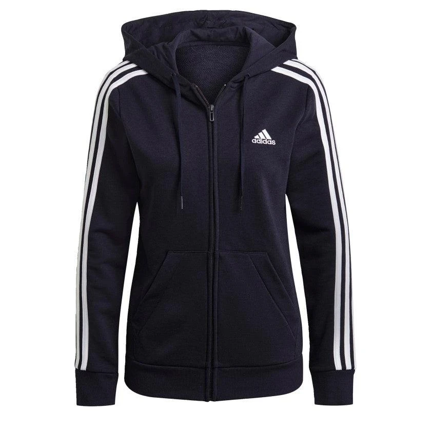 adidas Women's  Essentials French Terry 3-Stripes Full-Zip Hoodie 2