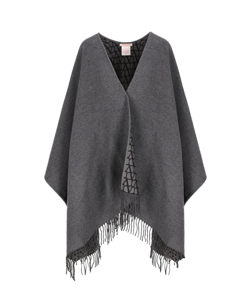 Valentino Valentino	V-Neck Fringed Edge Cape 1