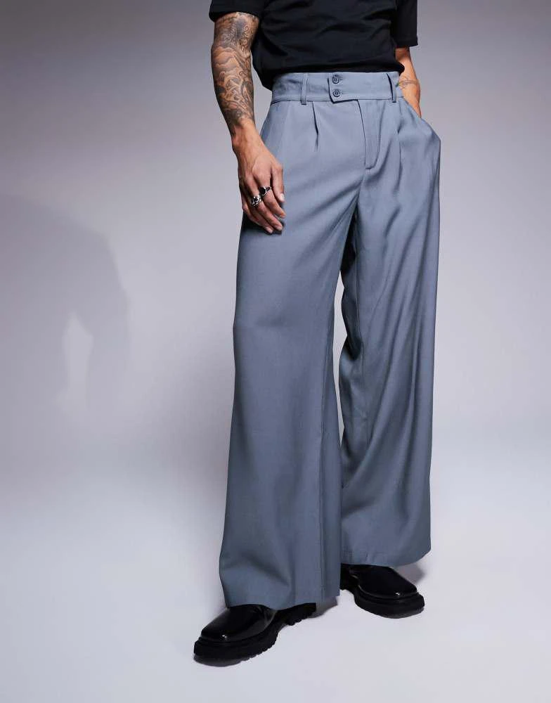ASOS ASOS DESIGN loose fit smart trousers with wide waistband in grey 5