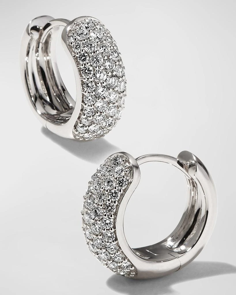 Memoire 18k White Gold 5-Row Diamond Huggie Hoop Earrings, 0.81tcw 3