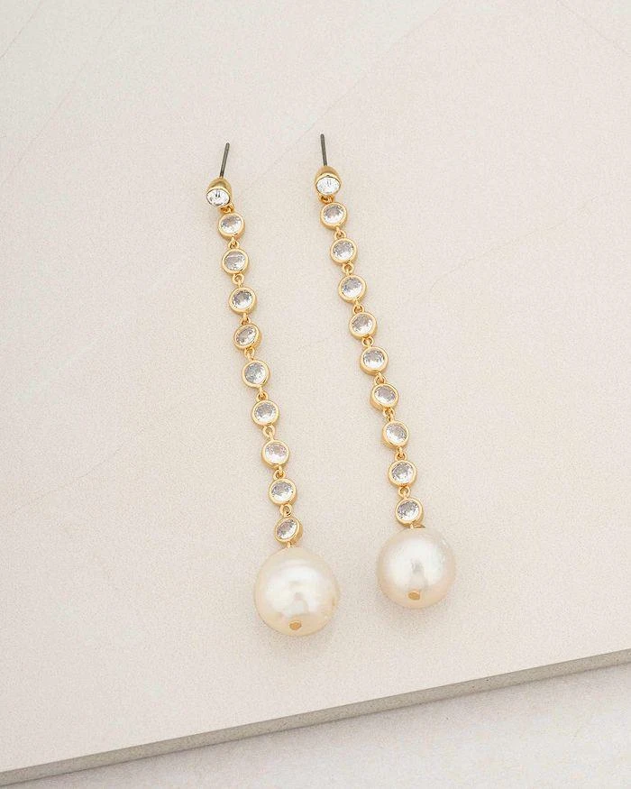 Ettika Jewelry Ettica Cultured Freshwater Pearl & Crystal Linear Drop Earrings 3