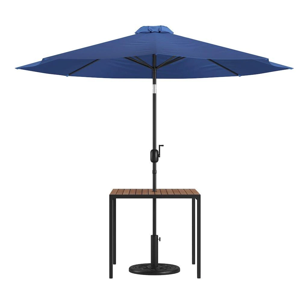 Flash Furniture 3 Piece Patio Table Set - 35" Patio Table with Navy Umbrella and Base
