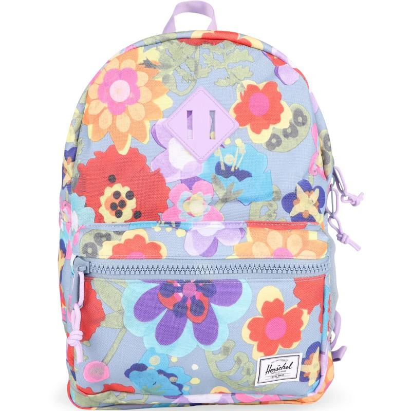 Herschel Supply All over flowers light blue backpack front pocket 1