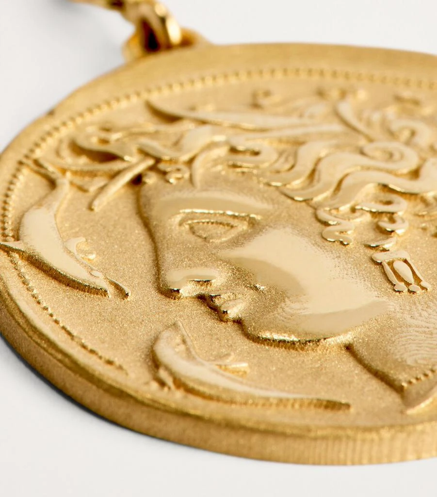 Azlee Large Yellow Gold and Diamond Goddess Coin Charm 6