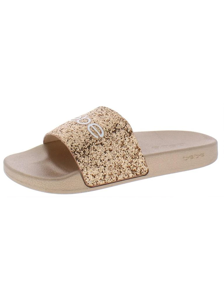 Bebe Fraida Womens Glitter Logo Slide Sandals 1