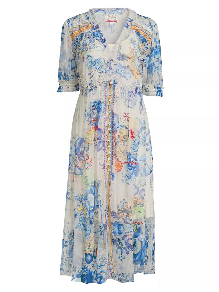 Johnny Was Mazzy Floral Ruched Dress