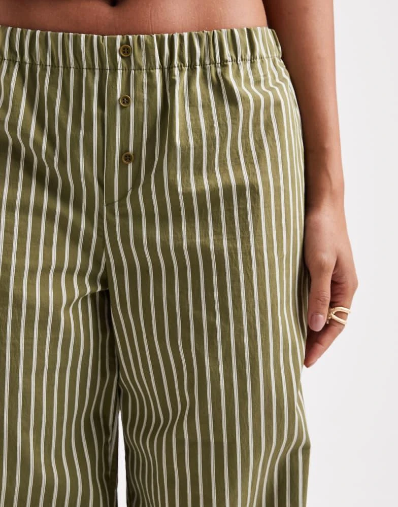 Pull&Bear Pull&Bear striped co-ord trouser in green 4