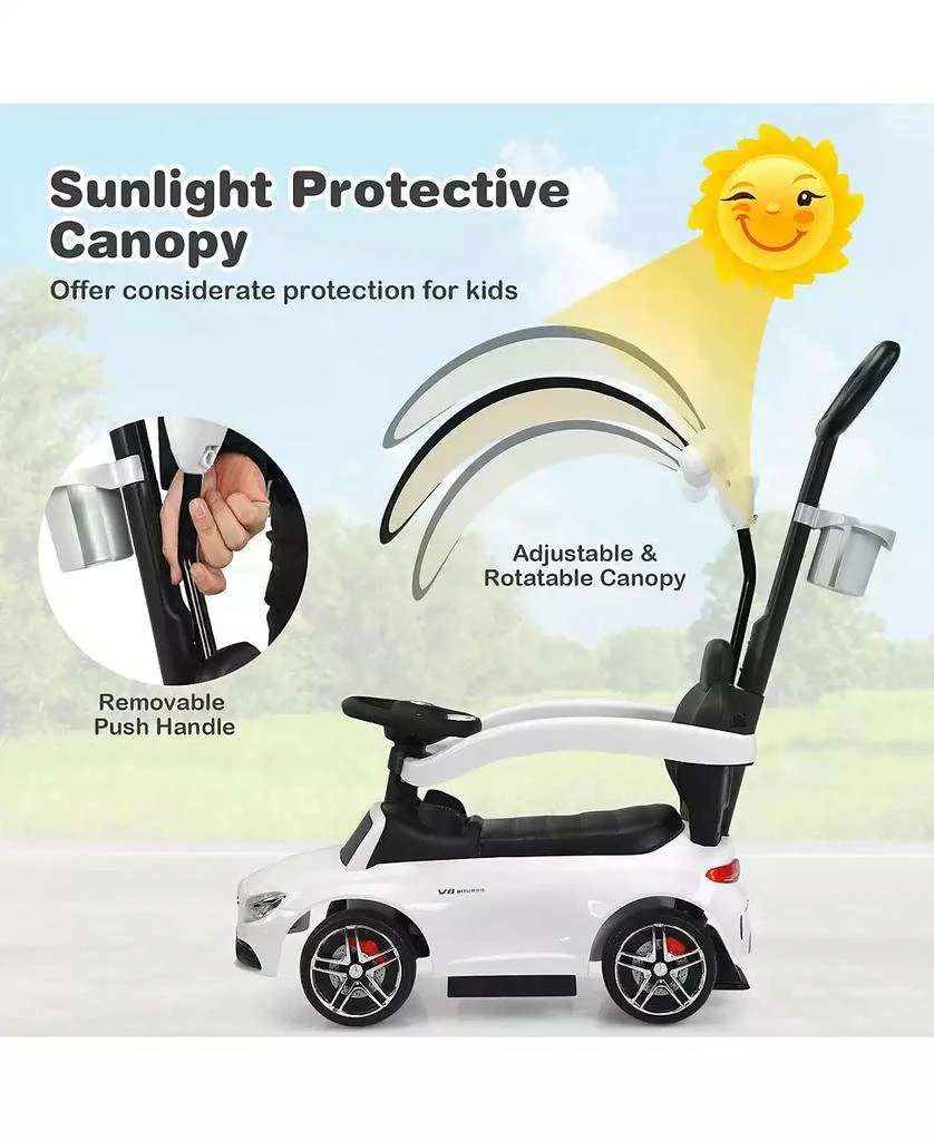 Mecale 3-in-1 Ride on Push Car Mercedes-Benz Licensed Sliding Car with Canopy 2