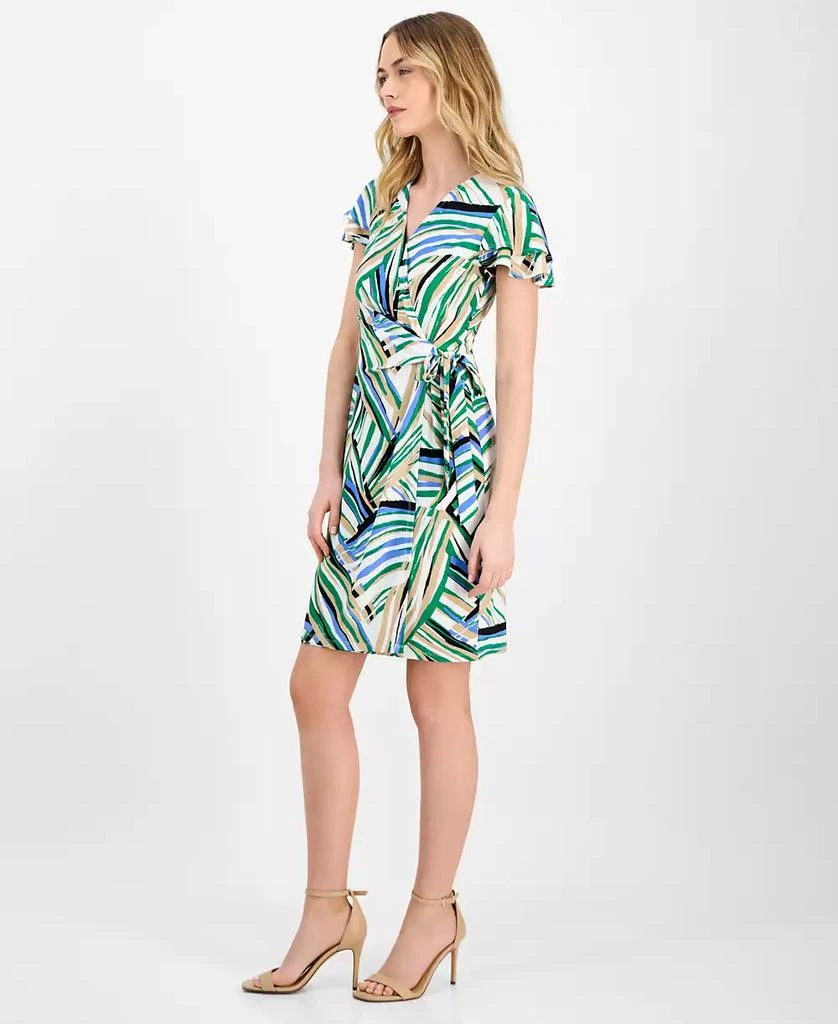 Anne Klein Women's Faux-Wrap Flutter-Sleeve Print Dress, XXS-P/ 4