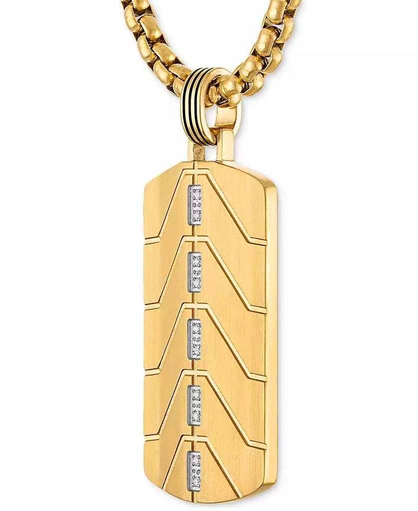 Esquire Men's Jewelry Diamond Chevron Dog Tag 22" Pendant Necklace (1/20 ct. t.w.) in Black & Gold-Tone Ion Plated Stainless Steel, Exclusively at Macy's 3