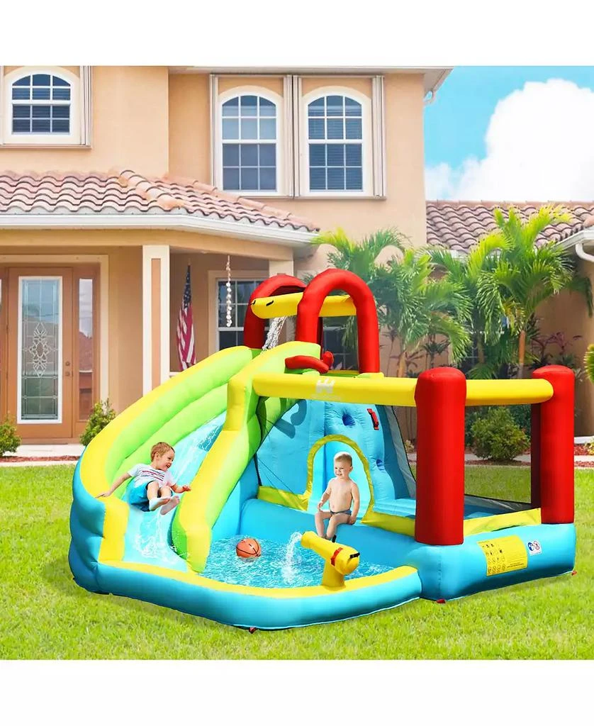 INOLAIT 6-in-1 Inflatable Bounce House with Climbing Wall and Basketball Hoop with Blower 9