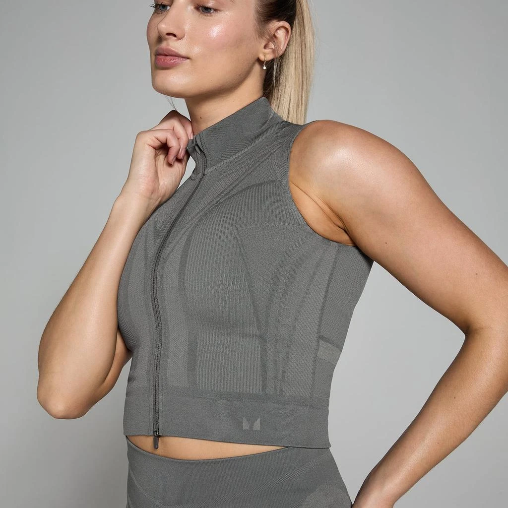Myprotein MP Women's Tempo Ultra Geometric Seamless Zip Tank Top - Carbon 1