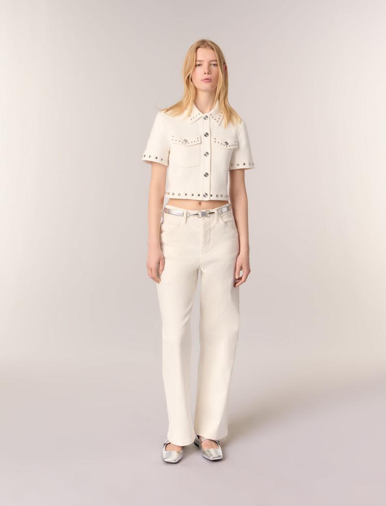 Maje Maje Woman's cotton Studded cropped cardigan for Spring/Summer