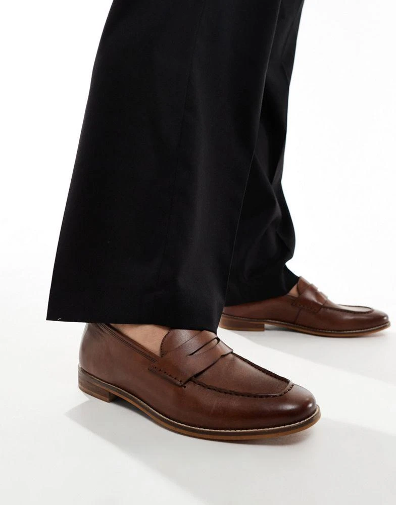 ASOS ASOS DESIGN loafers in tan leather with natural sole - STONE 1