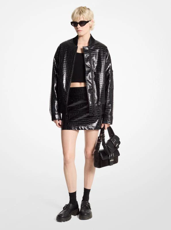 Michael Kors Crocodile Embossed Bomber Jacket 1