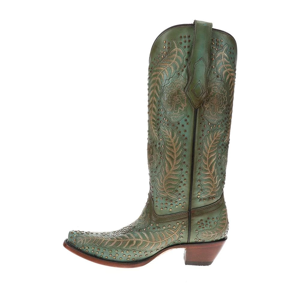 Corral Boots Studded Embroidered Snip Toe Pull On Cowboy Boots 3