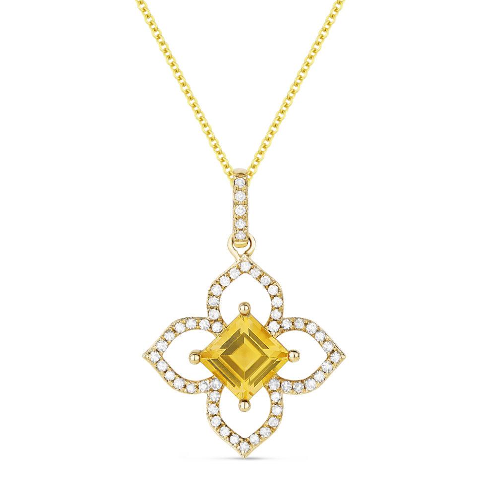 SSELECTS 0.74Ct Citrine 16"pendant Necklace In 14K Yellow Gold