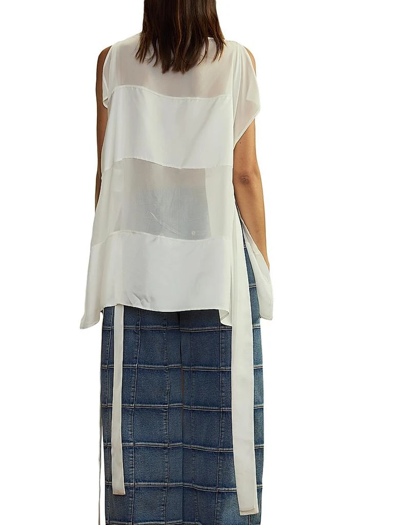 Cynthia Rowley Sheer-Paneled Silk Side-Tie Sleeveless Blouse 4