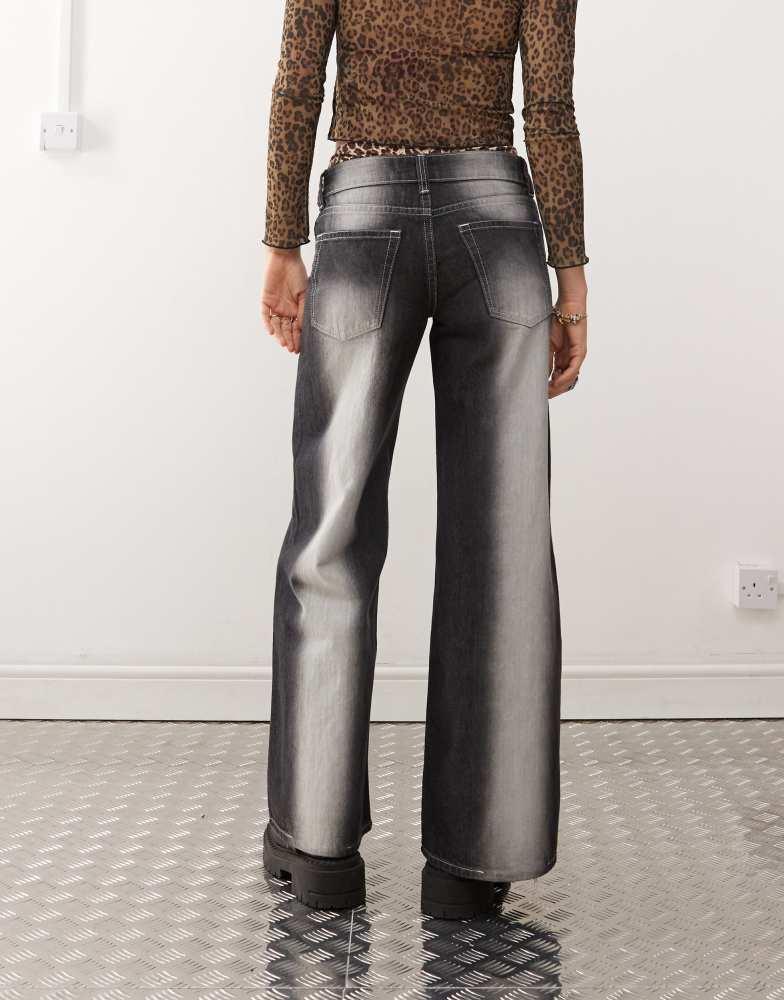 Cheap Monday Cheap Monday Poser mid rise wide leg skater jeans with extreme spray in washed black