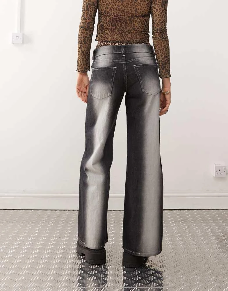Cheap Monday Cheap Monday Poser mid rise wide leg skater jeans with extreme spray in washed black 2