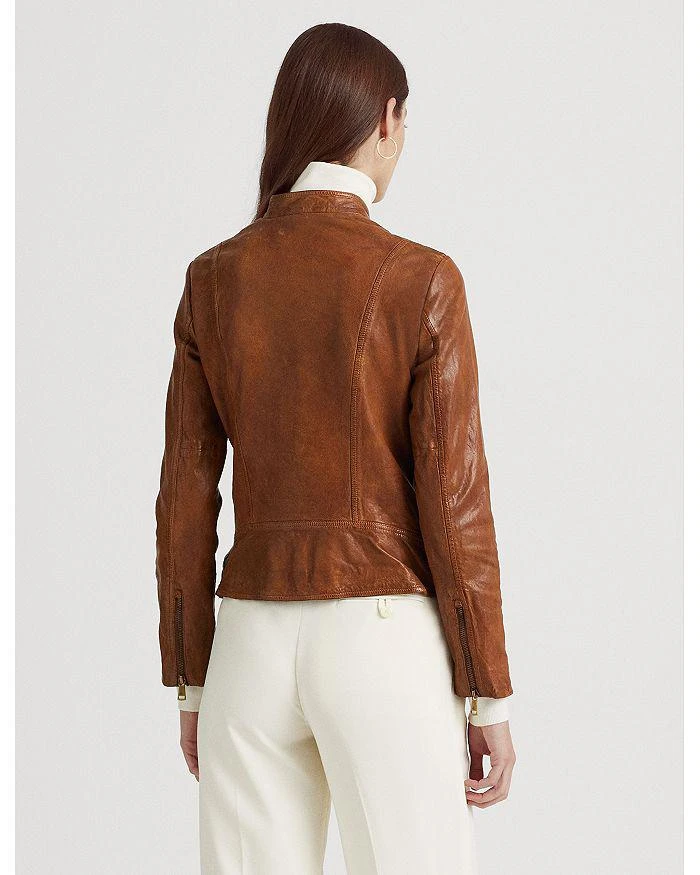 Lauren Ralph Lauren Burnished Leather Moto Jacket 5